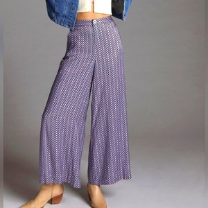 Anthropologie Geometric Flowy Wide Leg Pants